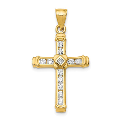 14K Gelbgold 14K Zirkonia Kreuz Anhänger