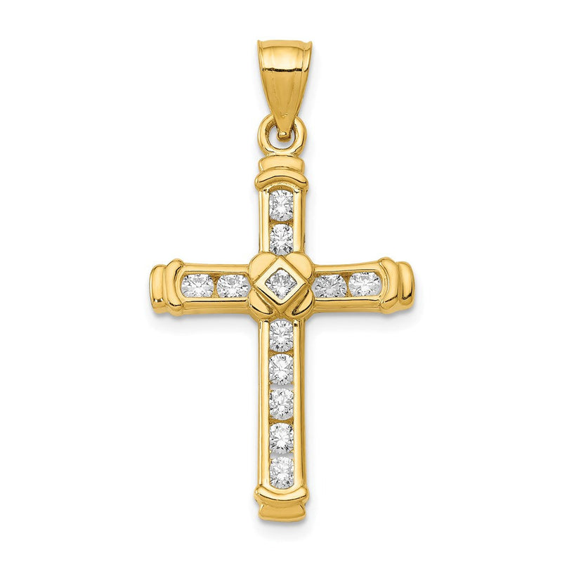 14K Gelbgold 14K Zirkonia Kreuz Anhänger
