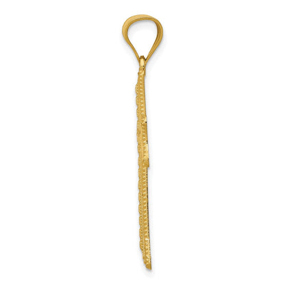 14 Karat Gelbgold Kreuzanhänger, diamantiert