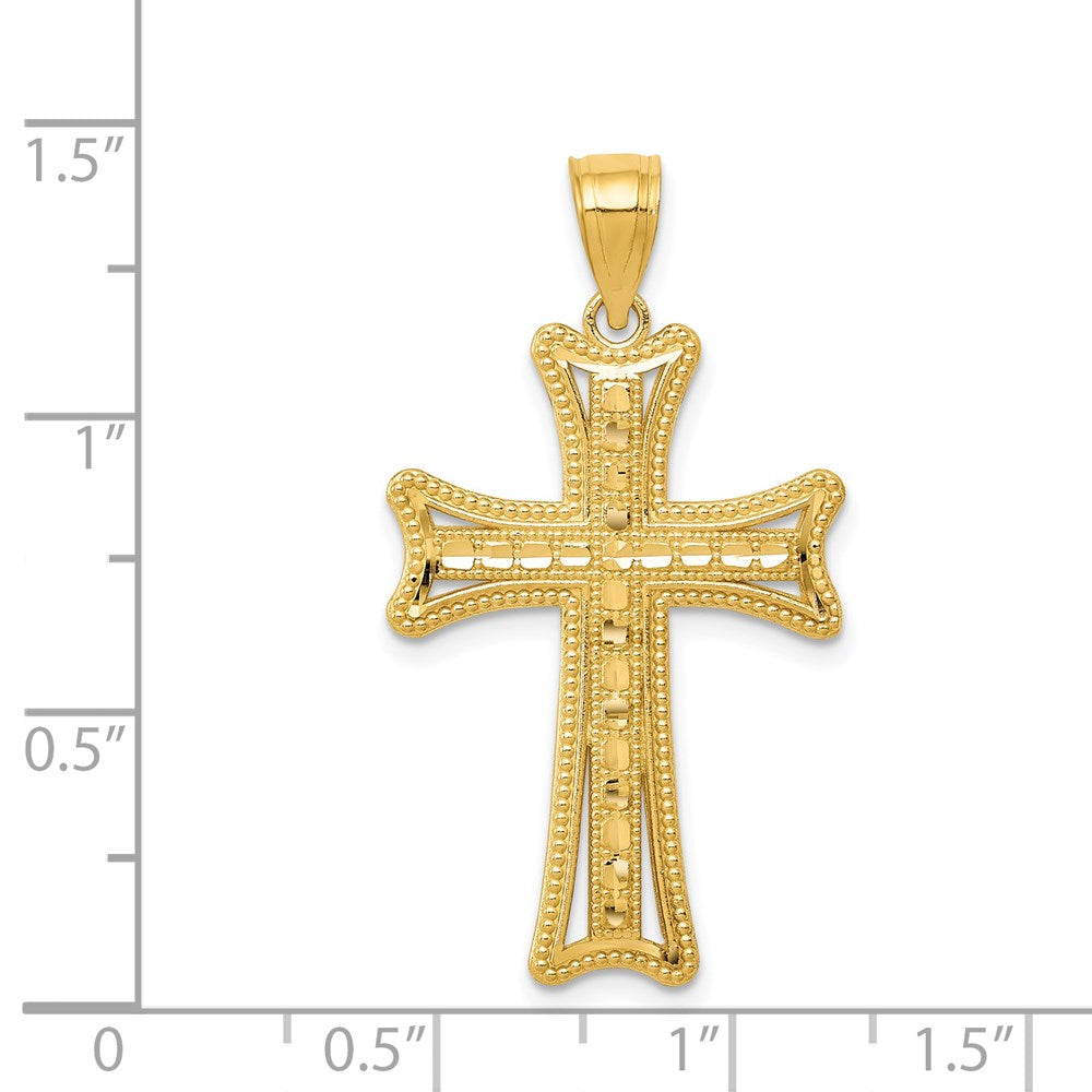14 Karat Gelbgold Kreuzanhänger, diamantiert