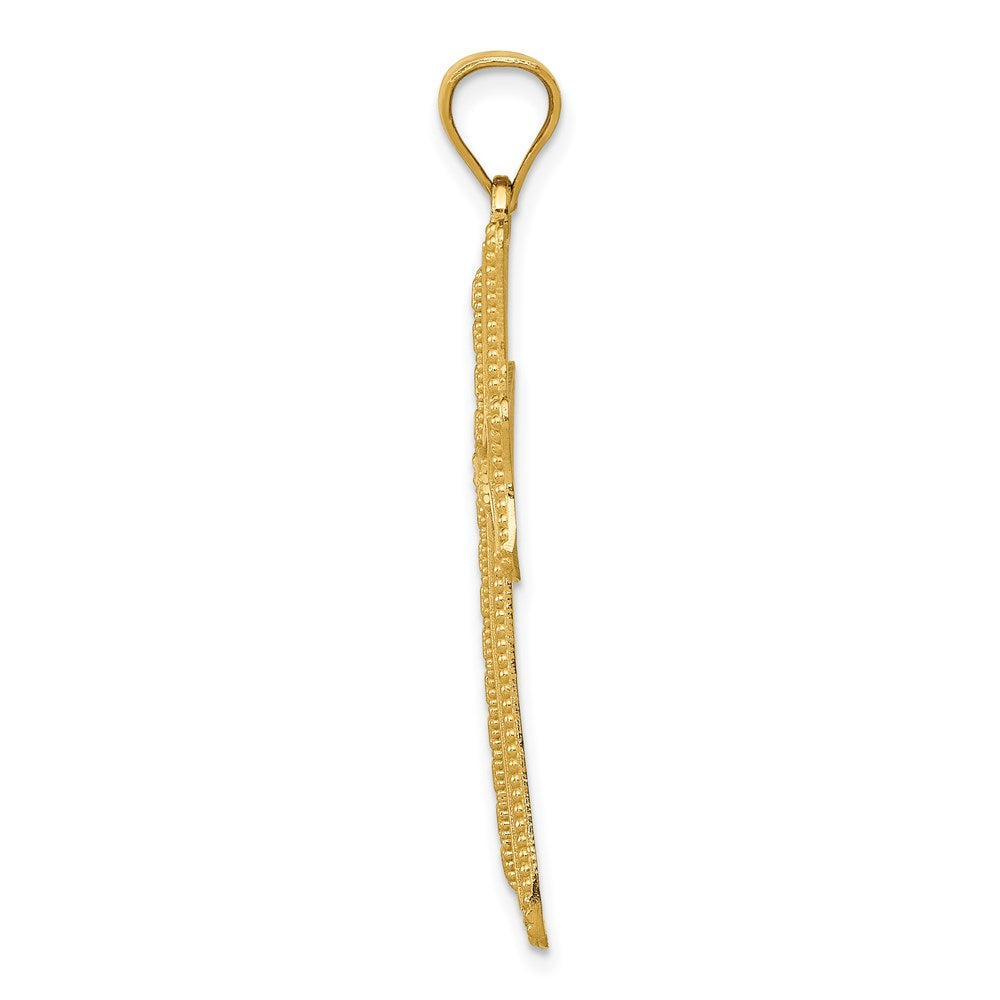 14K Gelbgold Kreuzanhänger, diamantgeschliffen