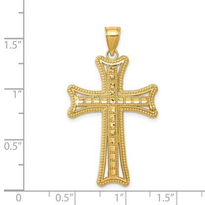 14K Gelbgold Kreuzanhänger, diamantgeschliffen