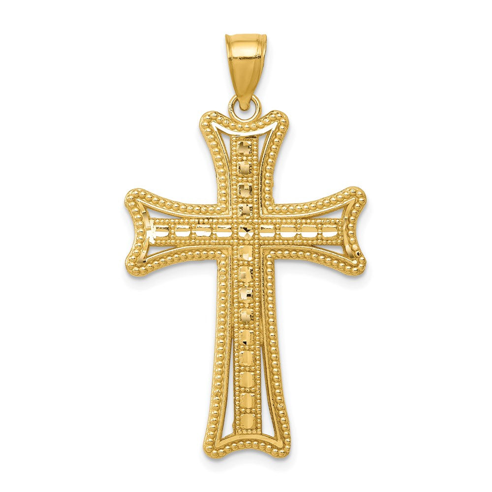 14K Gelbgold Kreuzanhänger, diamantgeschliffen
