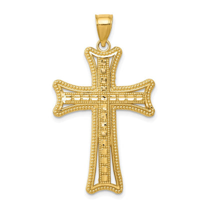 14K Gelbgold Kreuzanhänger, diamantgeschliffen