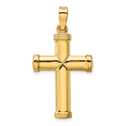 14K Gelbgold Polierter Geprägter Kreuz-Anhänger