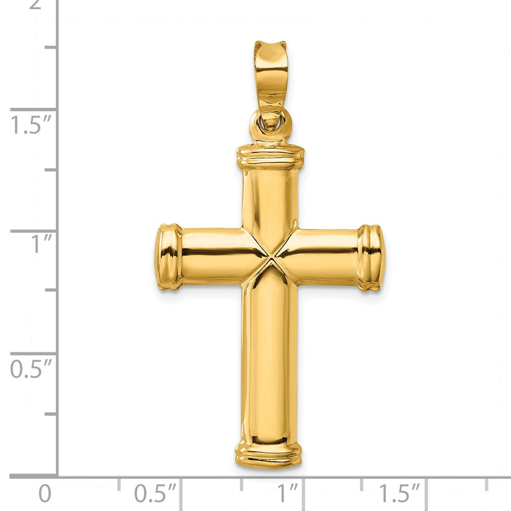 14K Gelbgold Polierter Geprägter Kreuz-Anhänger