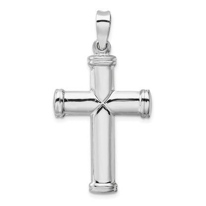 14K Weißgold Polierter Präge-Kreuz-Anhänger