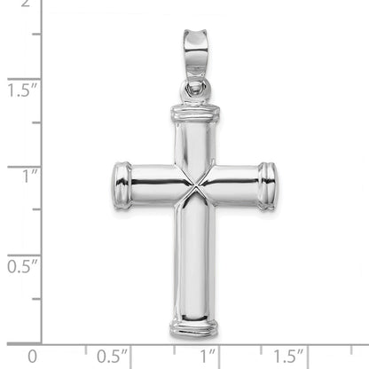 14K Weißgold Polierter Präge-Kreuz-Anhänger
