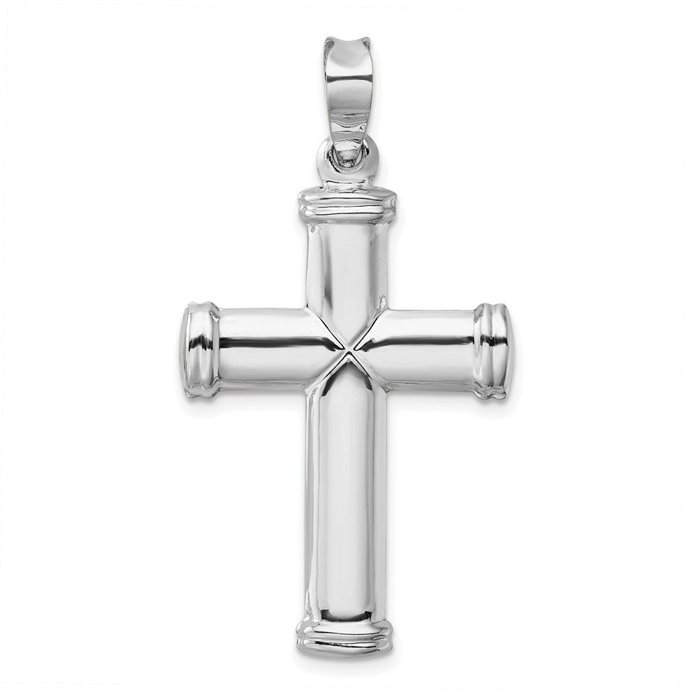 14K Weißgold Polierter Präge-Kreuz-Anhänger