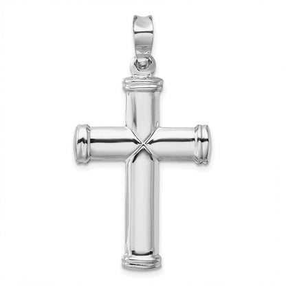 14K Weißgold Polierter Präge-Kreuz-Anhänger