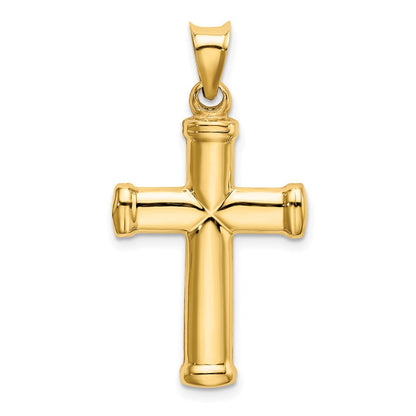 14K Gelbgold Poliert Stamping Kreuz Anhänger