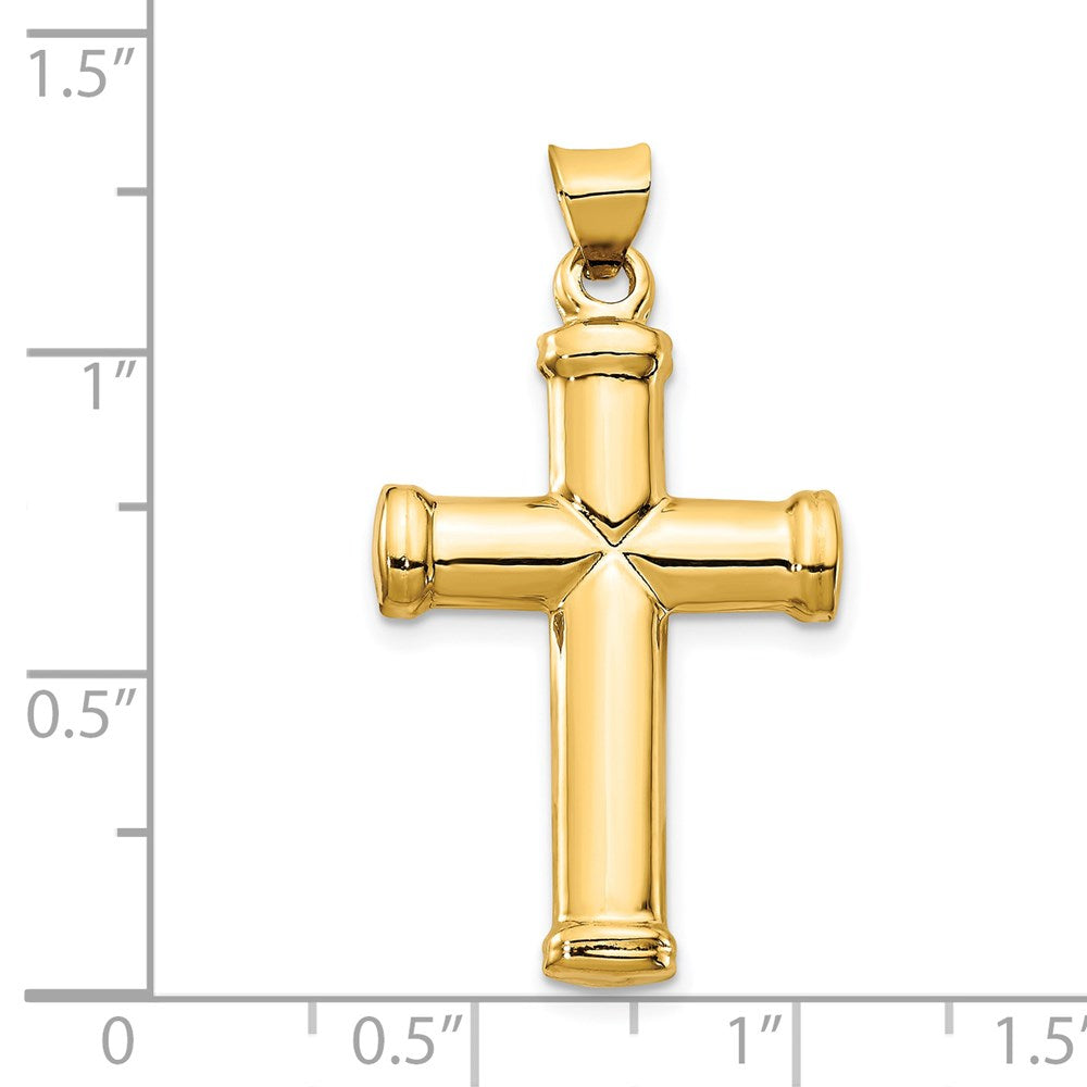 14K Gelbgold Poliert Stamping Kreuz Anhänger