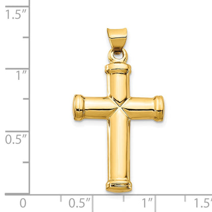 14K Gelbgold Poliert Stamping Kreuz Anhänger