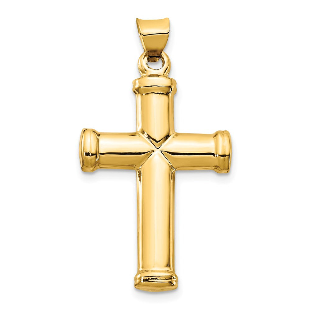 14K Gelbgold Poliert Stamping Kreuz Anhänger