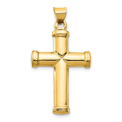 14K Gelbgold Poliert Stamping Kreuz Anhänger