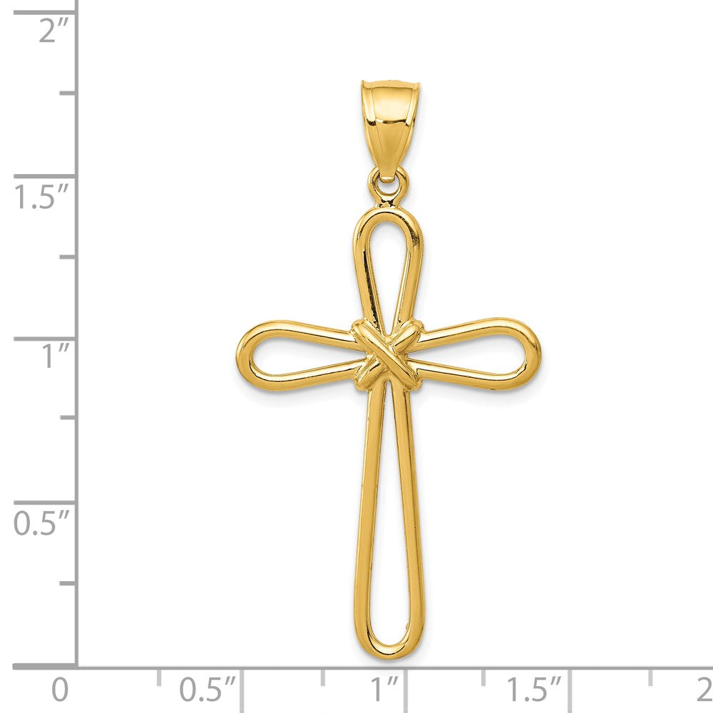 14 Karat Gelbgold Polierter Runder Kreuz-Anhänger mit X-Mittelstück