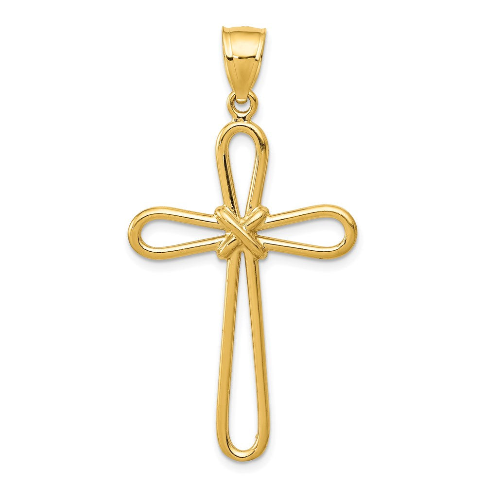 14 Karat Gelbgold Polierter Runder Kreuz-Anhänger mit X-Mittelstück