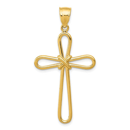 14 Karat Gelbgold Polierter Runder Kreuz-Anhänger mit X-Mittelstück