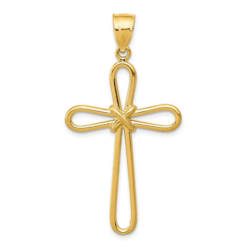 14 Karat Gelbgold Polierter Runder Kreuz-Anhänger mit X-Mittelstück