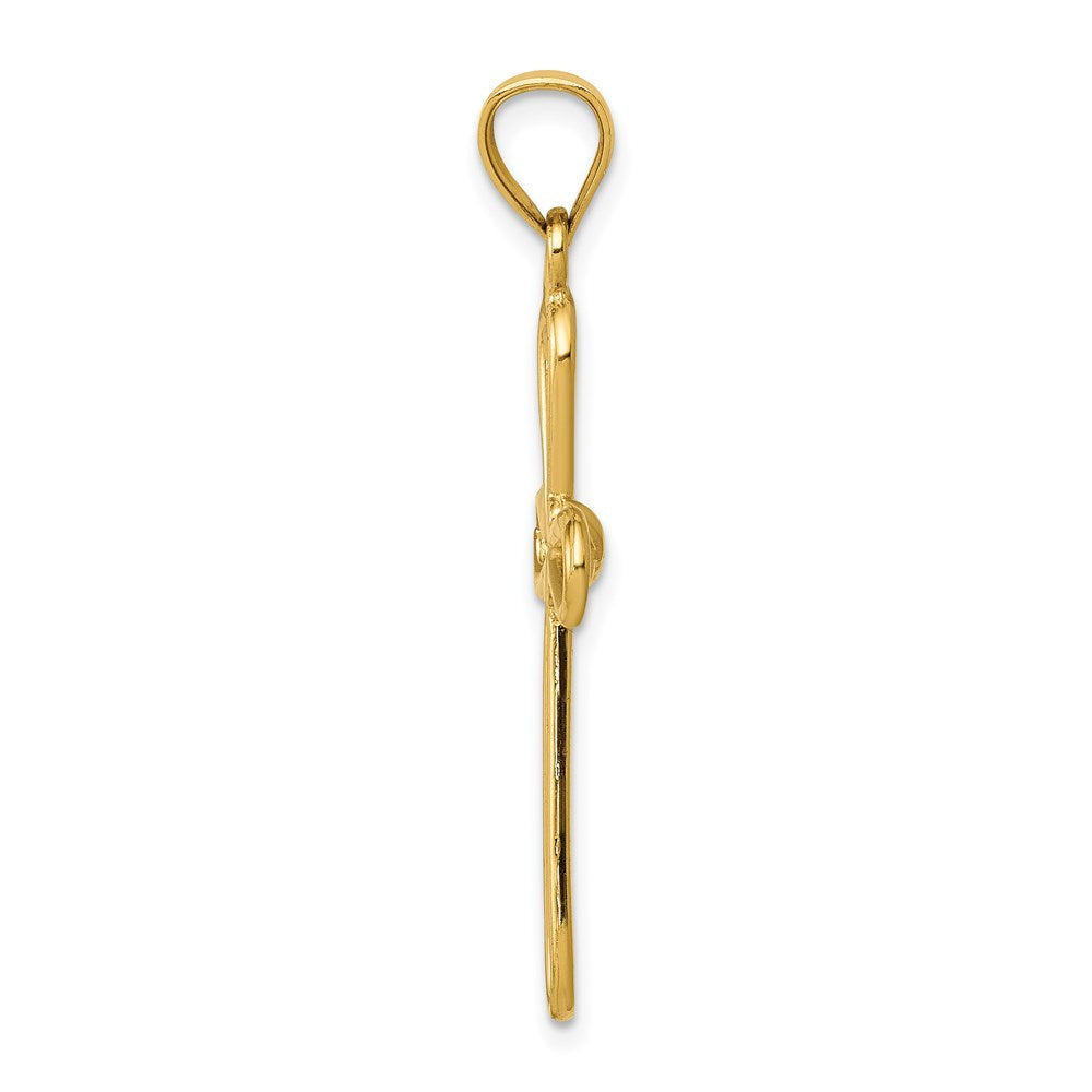 14K Gelbgold Polierter Rundkreuz-Anhänger mit X-Mitte