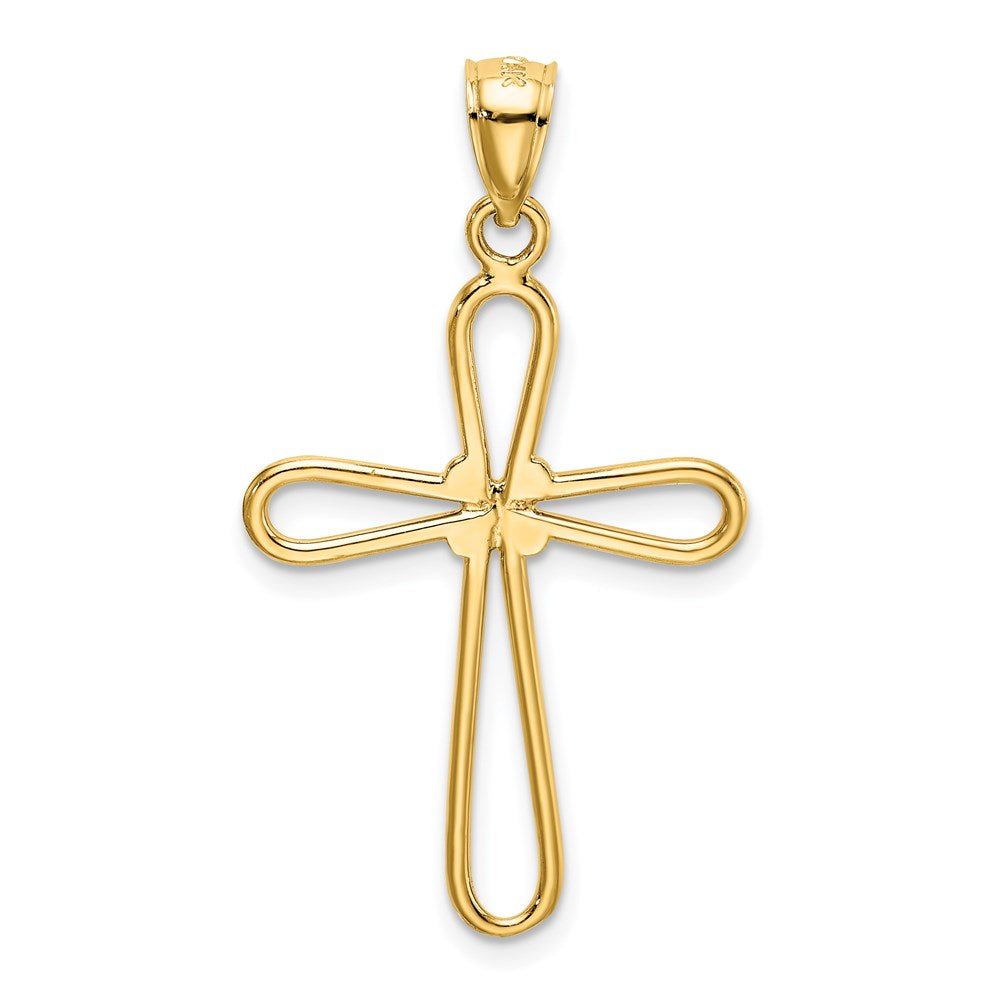 14K Gelbgold Polierter Rundkreuz-Anhänger mit X-Mitte
