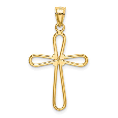 14K Gelbgold Polierter Rundkreuz-Anhänger mit X-Mitte