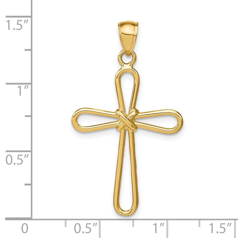 14K Gelbgold Polierter Rundkreuz-Anhänger mit X-Mitte
