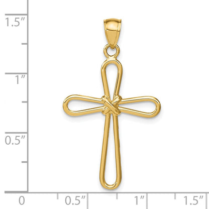 14K Gelbgold Polierter Rundkreuz-Anhänger mit X-Mitte