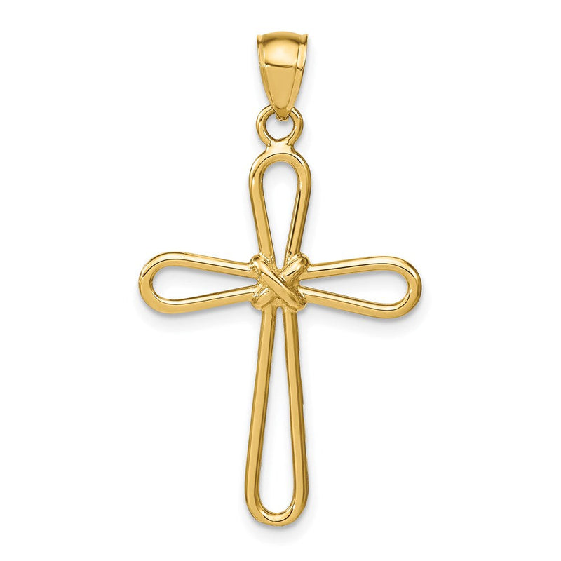14K Gelbgold Polierter Rundkreuz-Anhänger mit X-Mitte