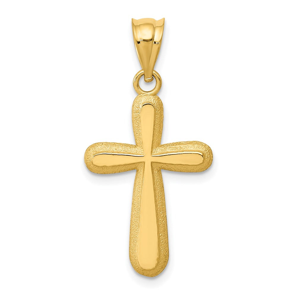 14K Gelbgold Poliert Kreuz Anhänger