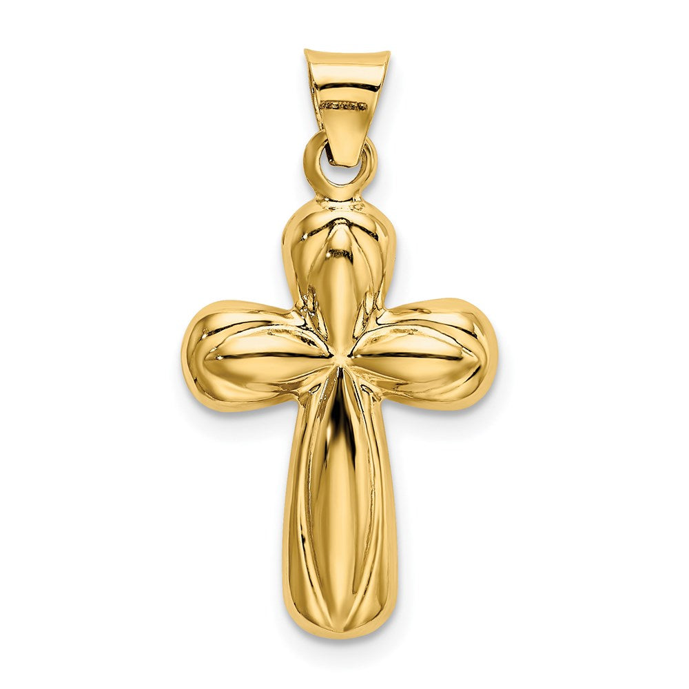 14K Gelbgold Poliert Stamping Kreuz Anhänger