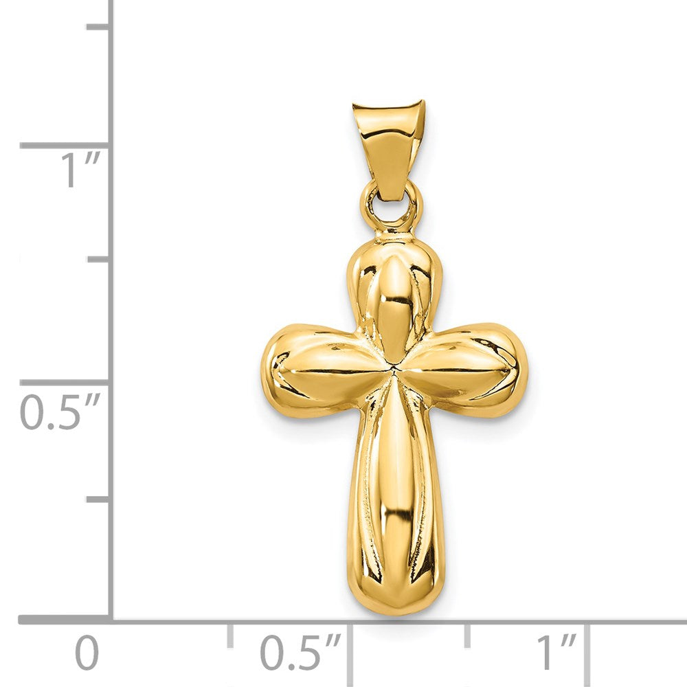 14K Gelbgold Poliert Stamping Kreuz Anhänger