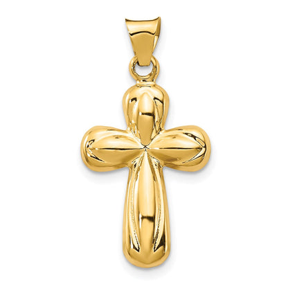 14K Gelbgold Poliert Stamping Kreuz Anhänger