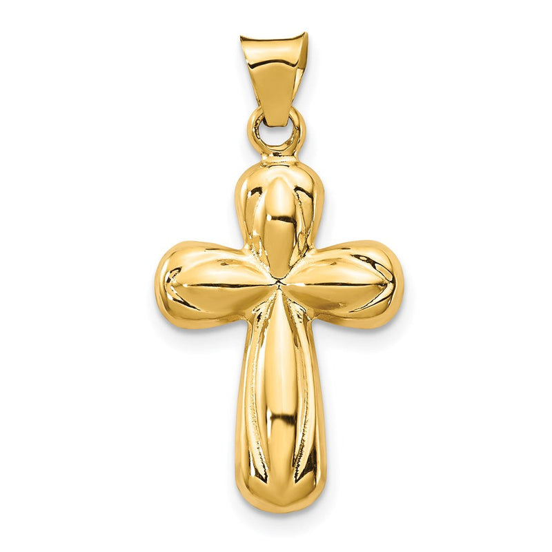 14K Gelbgold Poliert Stamping Kreuz Anhänger
