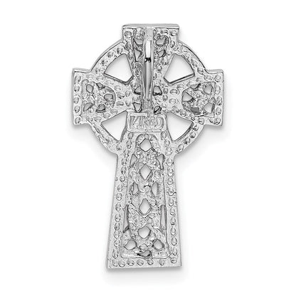 14K Weißgold Poliert Keltisch Kreuz Anhänger