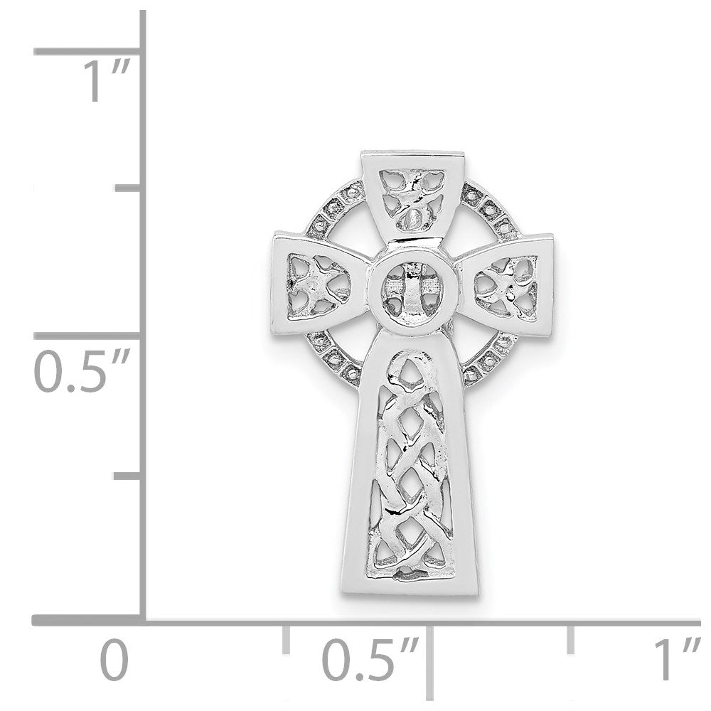 14K Weißgold Poliert Keltisch Kreuz Anhänger