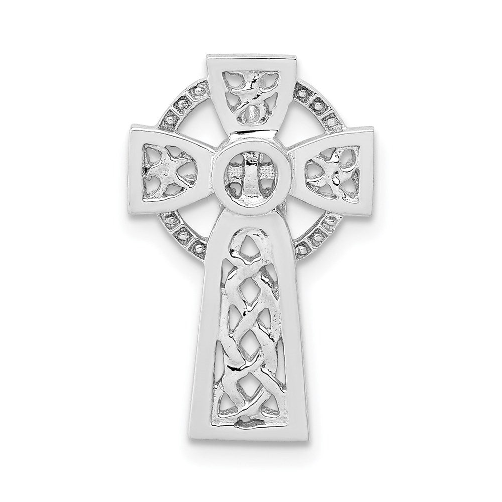 14K Weißgold Poliert Keltisch Kreuz Anhänger