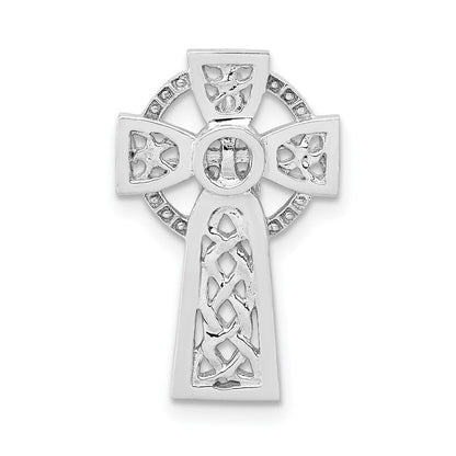 14K Weißgold Poliert Keltisch Kreuz Anhänger