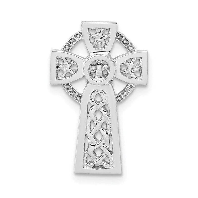 14K Weißgold Poliert Keltisch Kreuz Anhänger