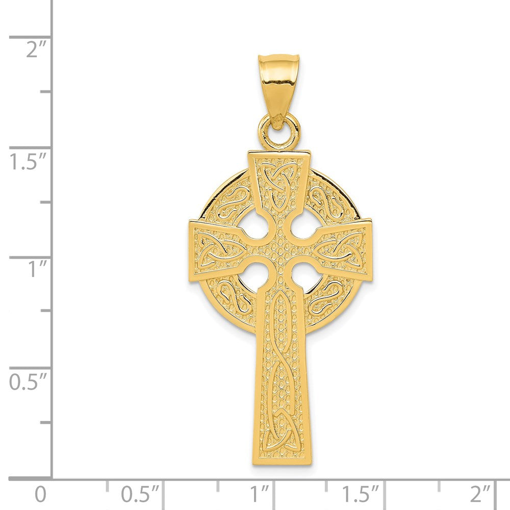 14K Gelbgold Polierter Keltischer Kreuz-Anhänger