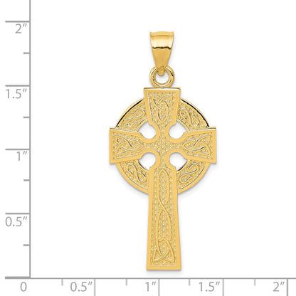 14K Gelbgold Polierter Keltischer Kreuz-Anhänger