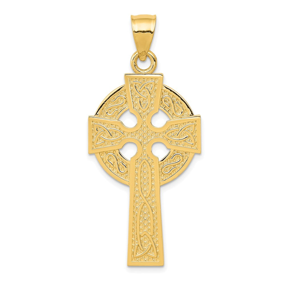 14K Gelbgold Polierter Keltischer Kreuz-Anhänger