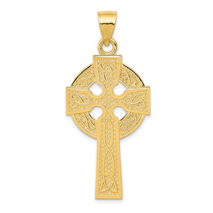 14K Gelbgold Polierter Keltischer Kreuz-Anhänger