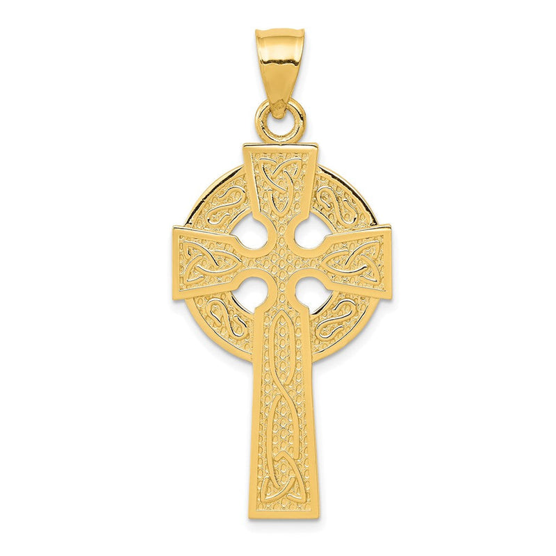 14K Gelbgold Polierter Keltischer Kreuz-Anhänger