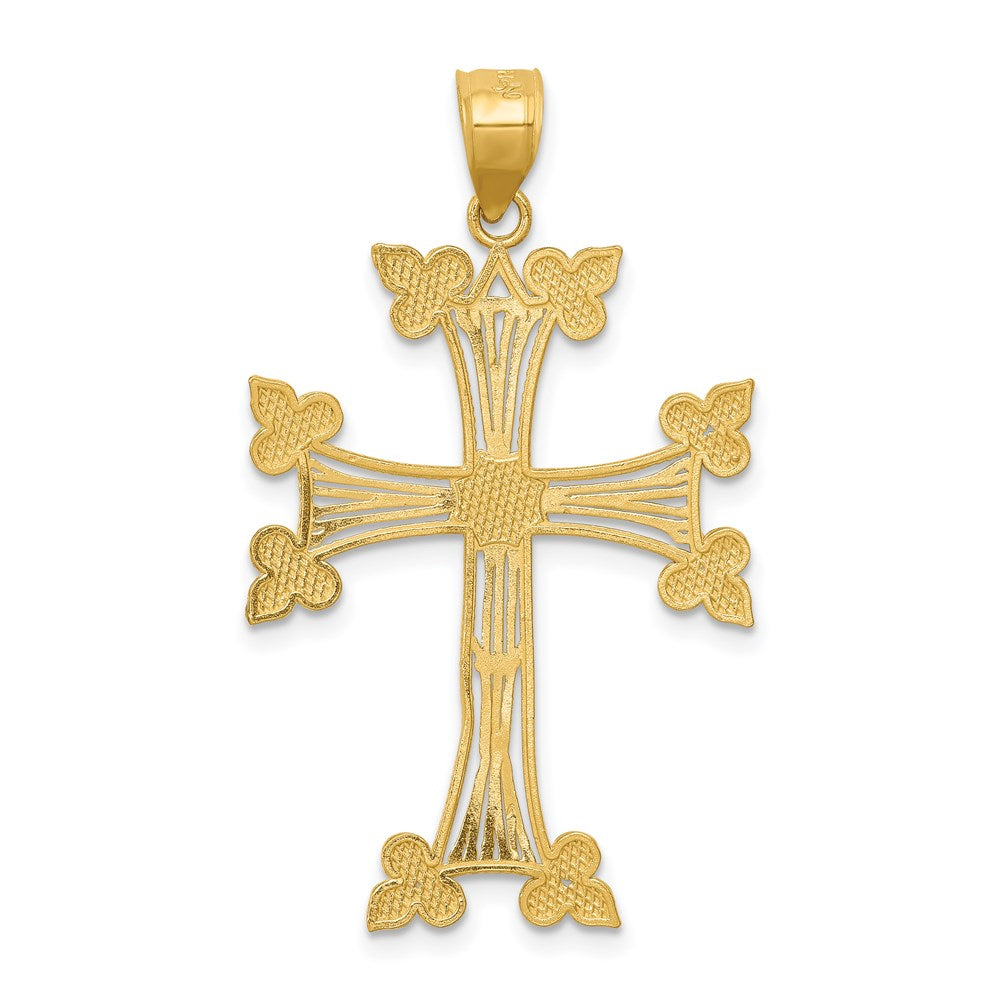 14K Gelbgold Diamantgeschliffener Fancy-Kreuz-Anhänger