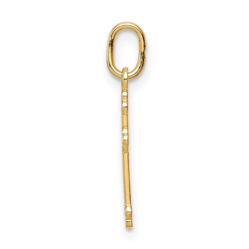 14K Gelbgold Poliert Klein Knospend Kreuz Charm