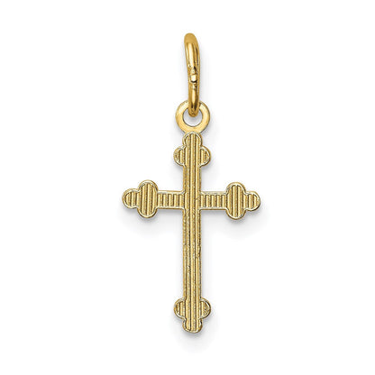 14K Gelbgold Poliert Klein Knospend Kreuz Charm