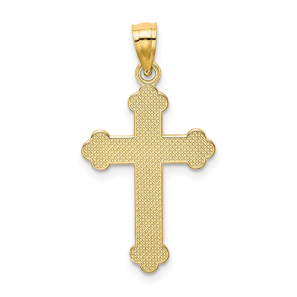 14K Gelbgold Satiniert und Poliert Glaube Kreuz Anhänger