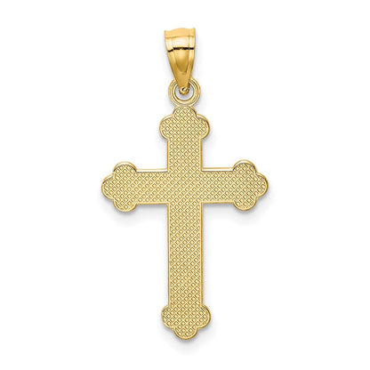 14K Gelbgold Satiniert und Poliert Glaube Kreuz Anhänger