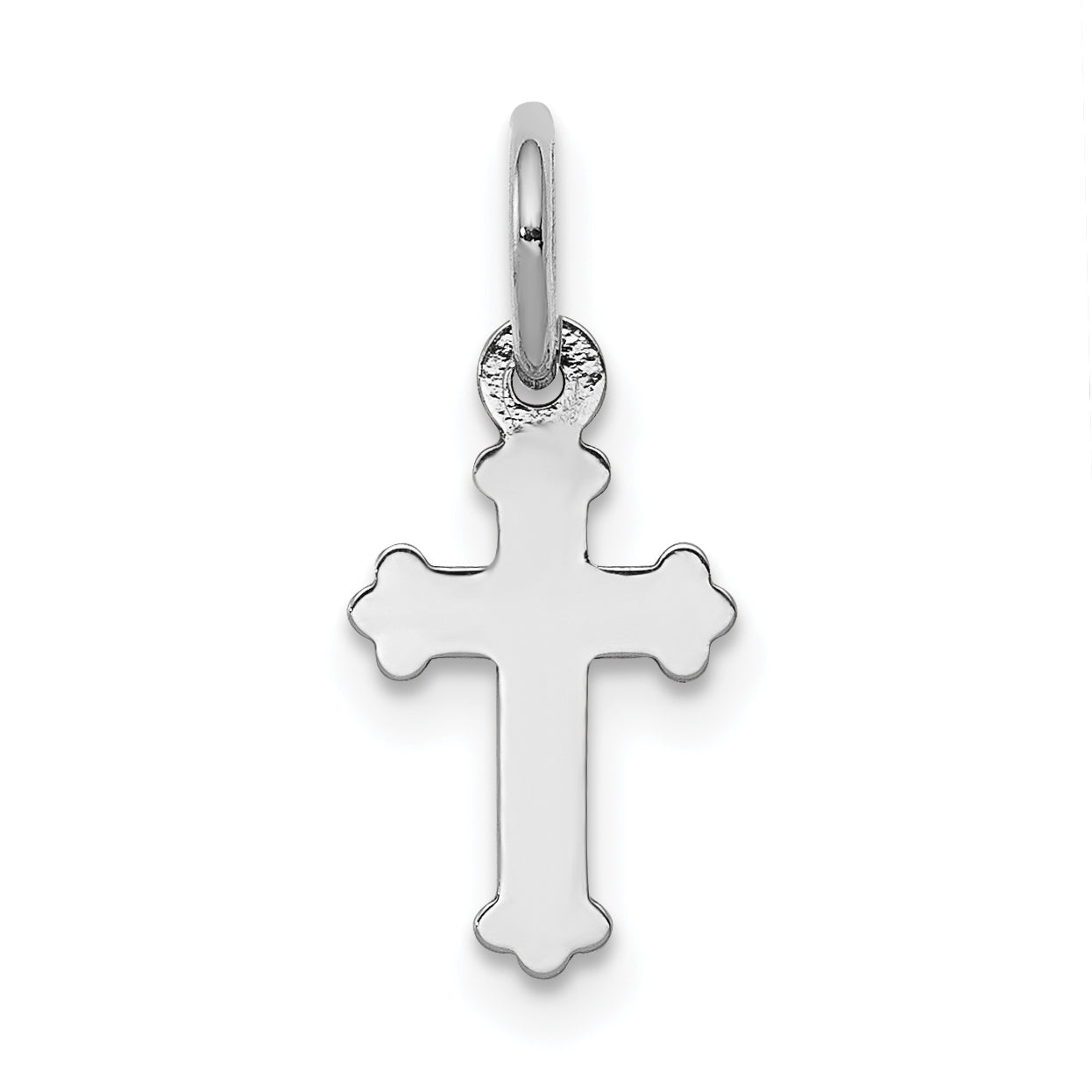 14K Weißgold Mini Poliert Kreuz Charm
